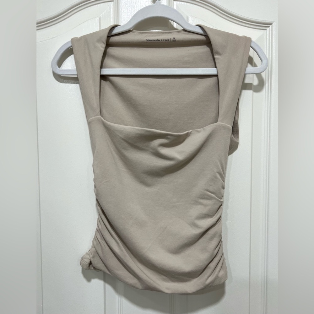 Abercrombie & Fitch Taupe Sleeveless Ruched Top